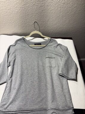 Anne Klein Gray Men's Short Sleeve Crew Pocket Tee